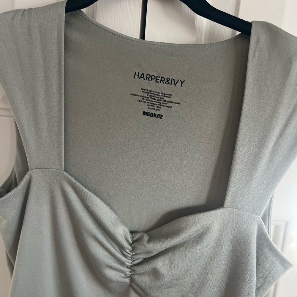 Sage Green Ruched Crop Top - Picture 2 of 4